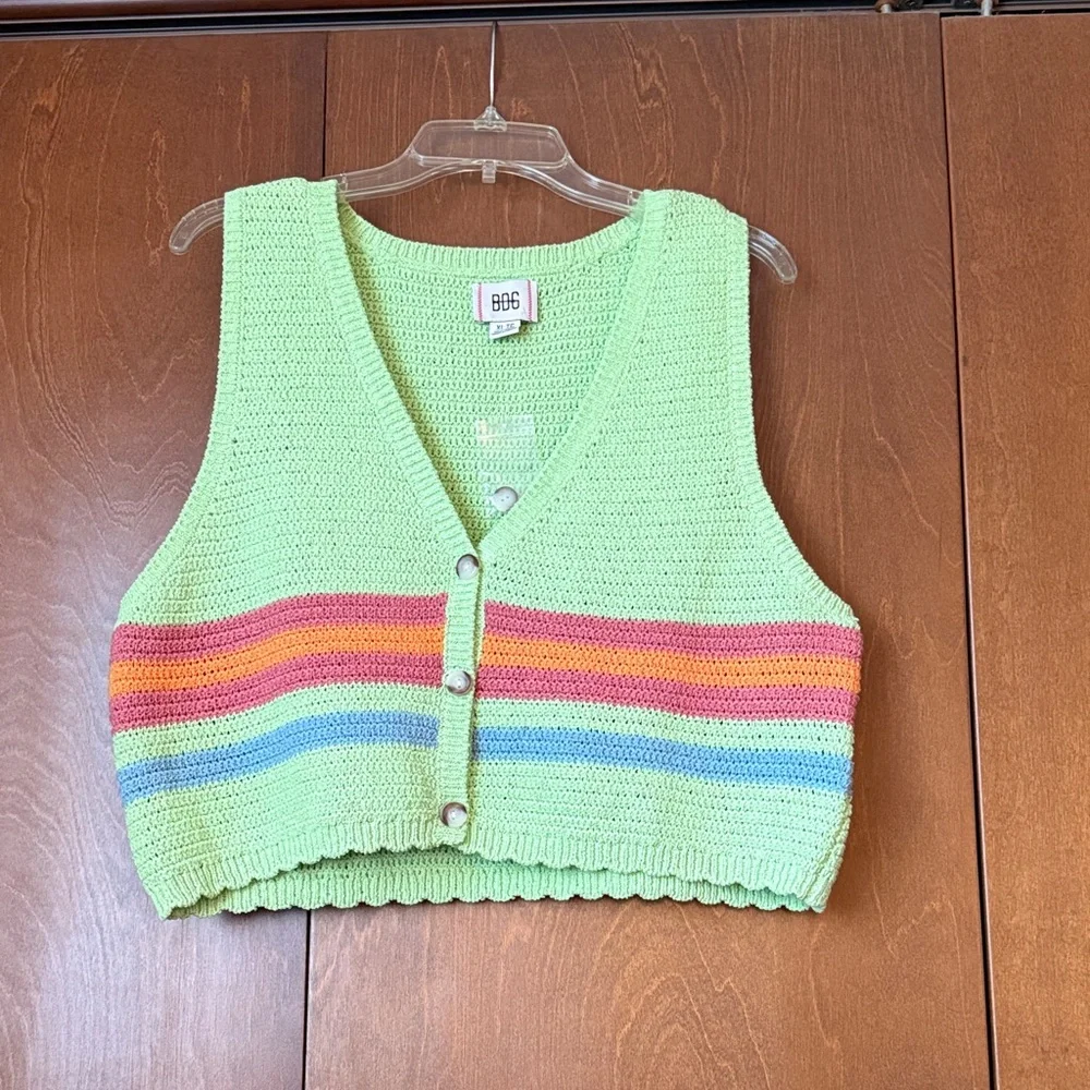 BDG UO Green, Pink, Orange & Blue Striped Knit Vest, NWT Sz XL - Picture 1 of 7